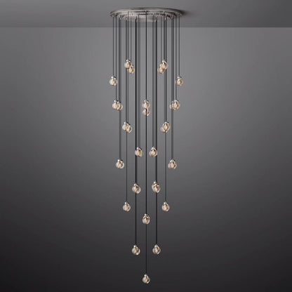 Pearl Carved Inciso Round Chandelier 48"