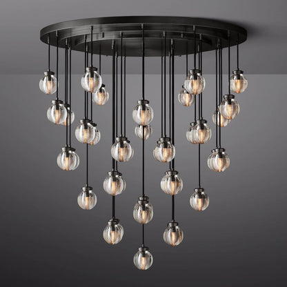 Pearl Carved Inciso Round Chandelier 48"