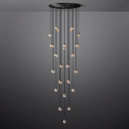 Pearl Carved Inciso Round Chandelier 48"