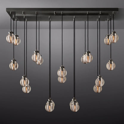 Pearl Carved Inciso Rectangle Chandelier 54"