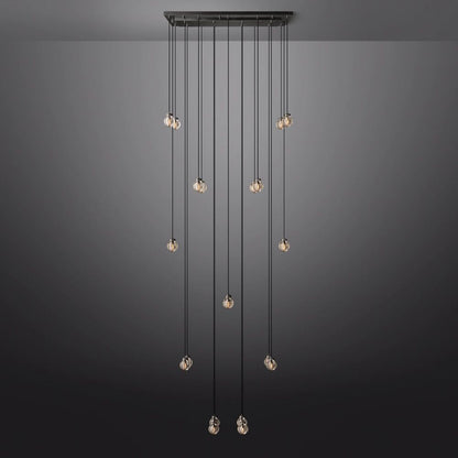Pearl Carved Inciso Rectangle Chandelier 54"