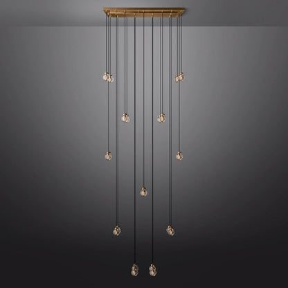 Pearl Carved Inciso Rectangle Chandelier 54"