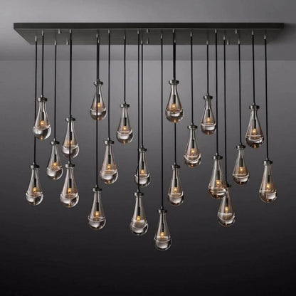 Rain Aura Glass Rectangular Chandelier 72"