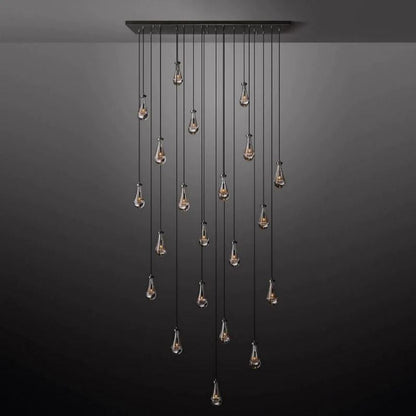 Rain Aura Glass Rectangular Chandelier 72"