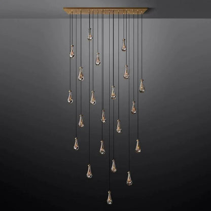 Rain Aura Glass Rectangular Chandelier 72"