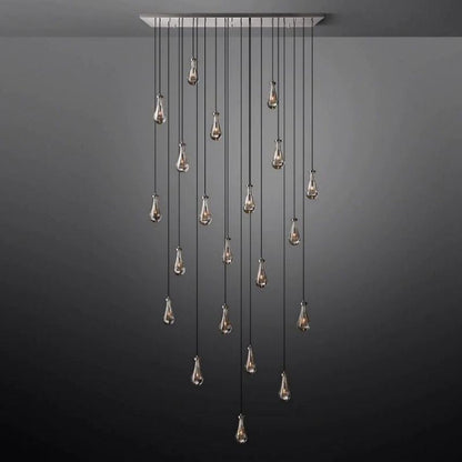 Rain Aura Glass Rectangular Chandelier 72"