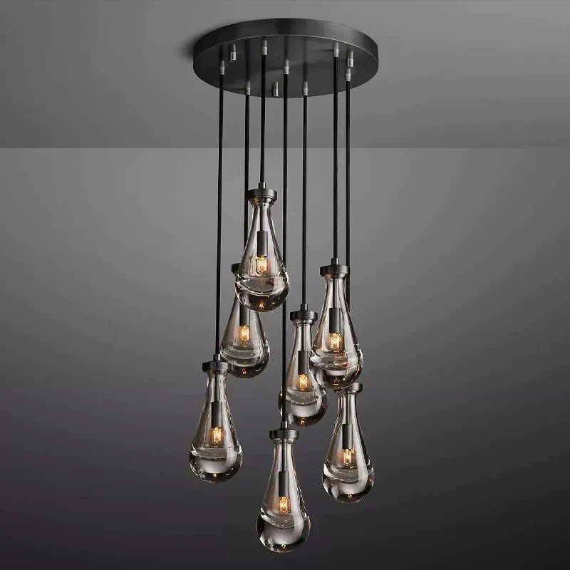 Rain Aura Glass Round Chandelier 18"