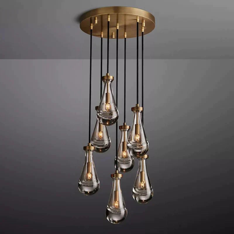 Rain Aura Glass Round Chandelier 18"