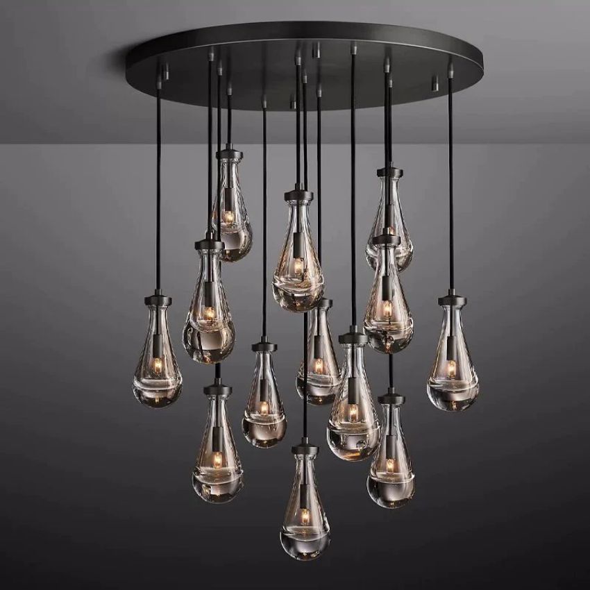 Rain Aura Glass Round Chandelier 36"