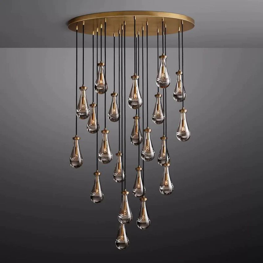 Rain Aura Glass Round Chandelier 47"