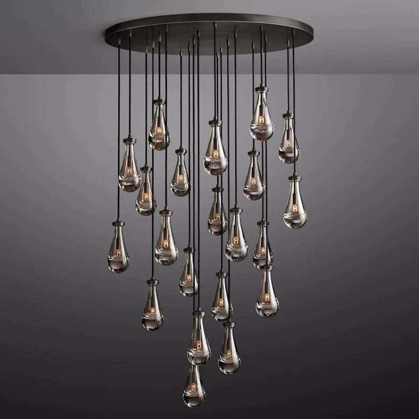 Rain Aura Glass Round Chandelier 47"