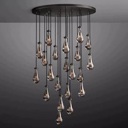 Rain Aura Glass Round Chandelier 47"