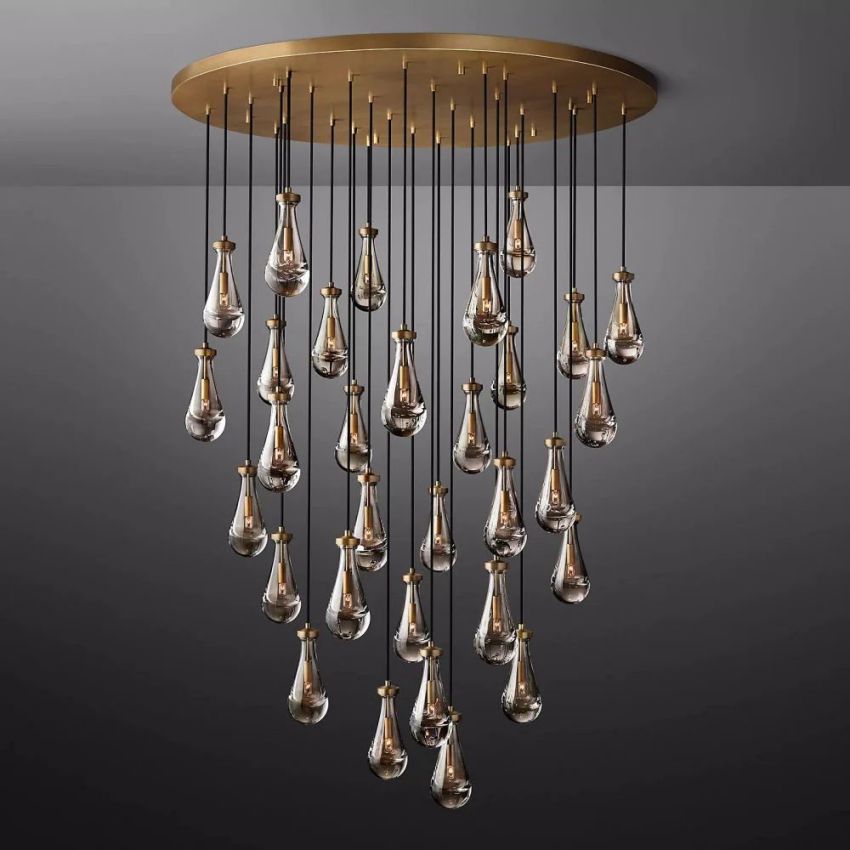 Rain Aura Glass Round Chandelier 60"