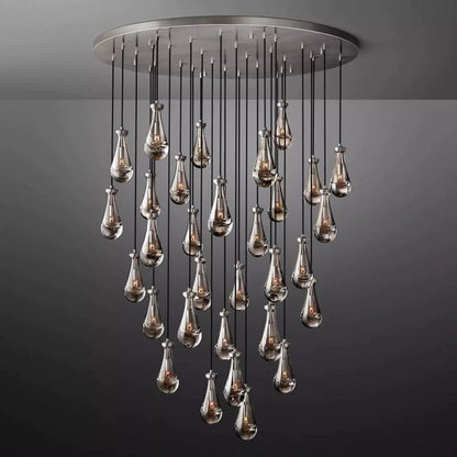 Rain Aura Glass Round Chandelier 60"
