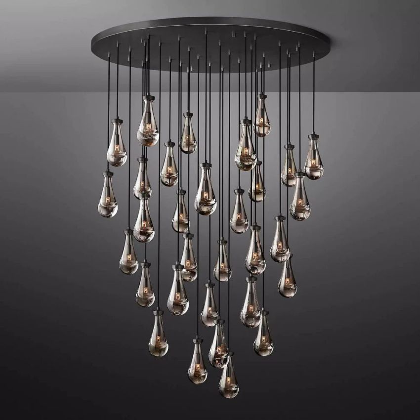 Rain Aura Glass Round Chandelier 60"