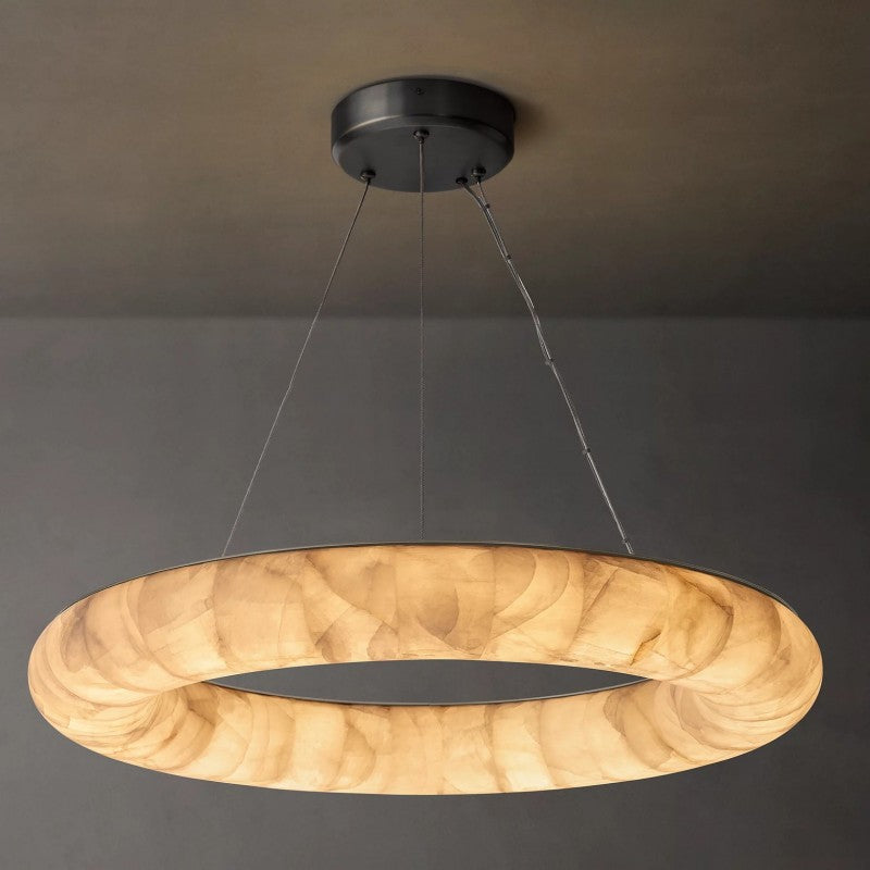 Rivage Lisse Veined Alabaster Round Chandelier 31"