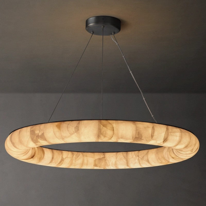 Rivage Lisse Veined Alabaster Round Chandelier 41"