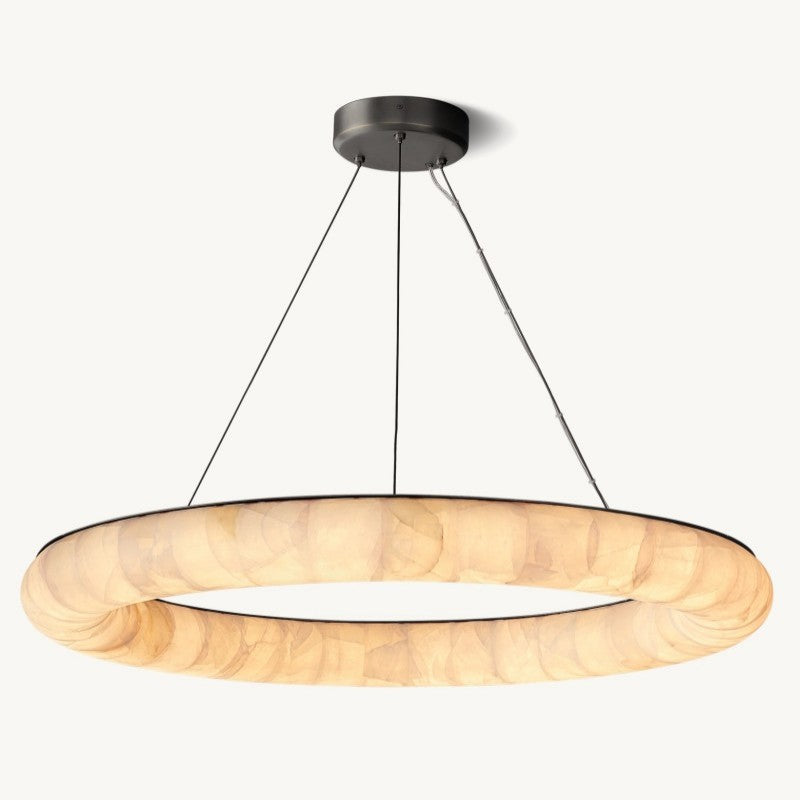 Rivage Lisse Veined Alabaster Round Chandelier 41"