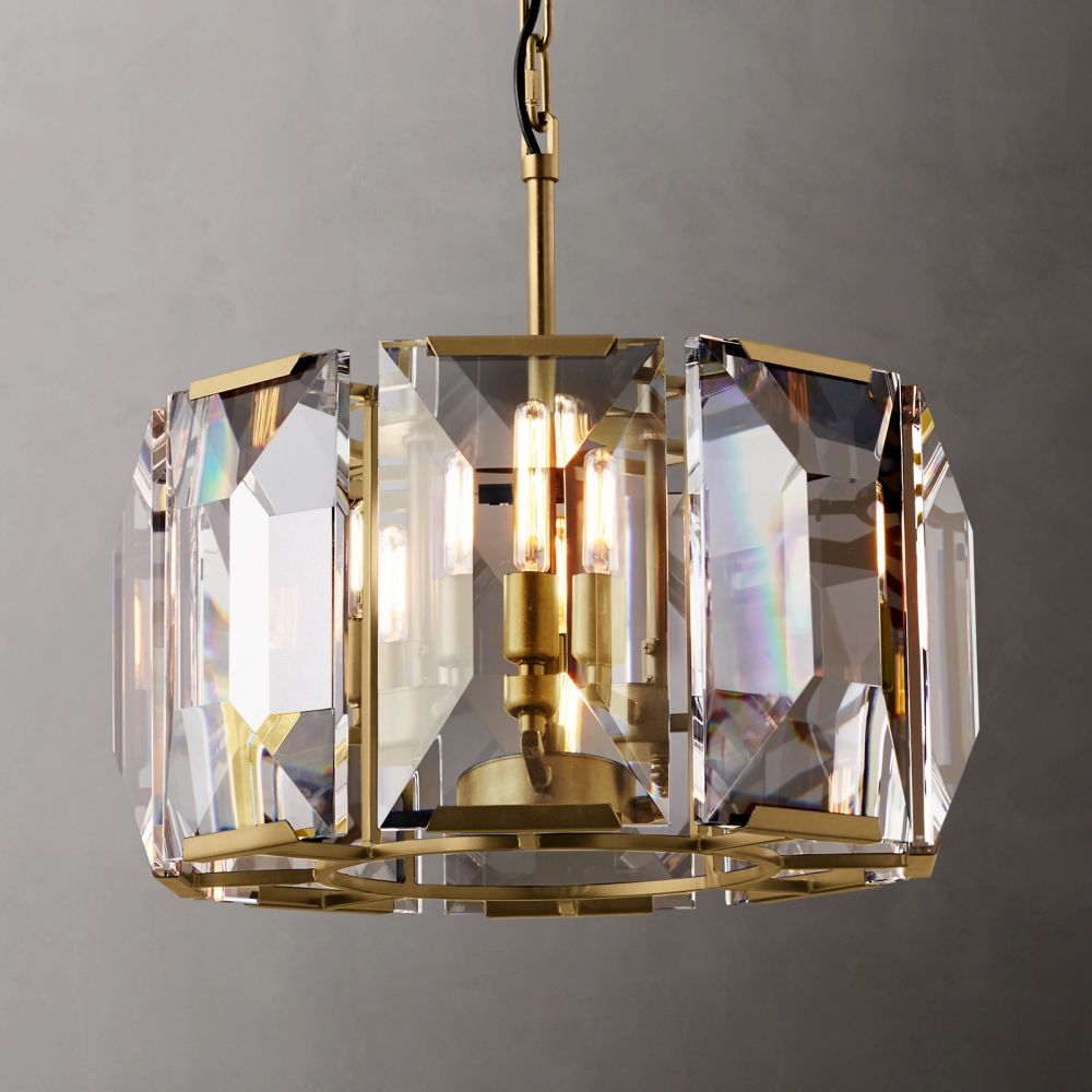 Harlow Faceted Crystal Round Chandelier 19"