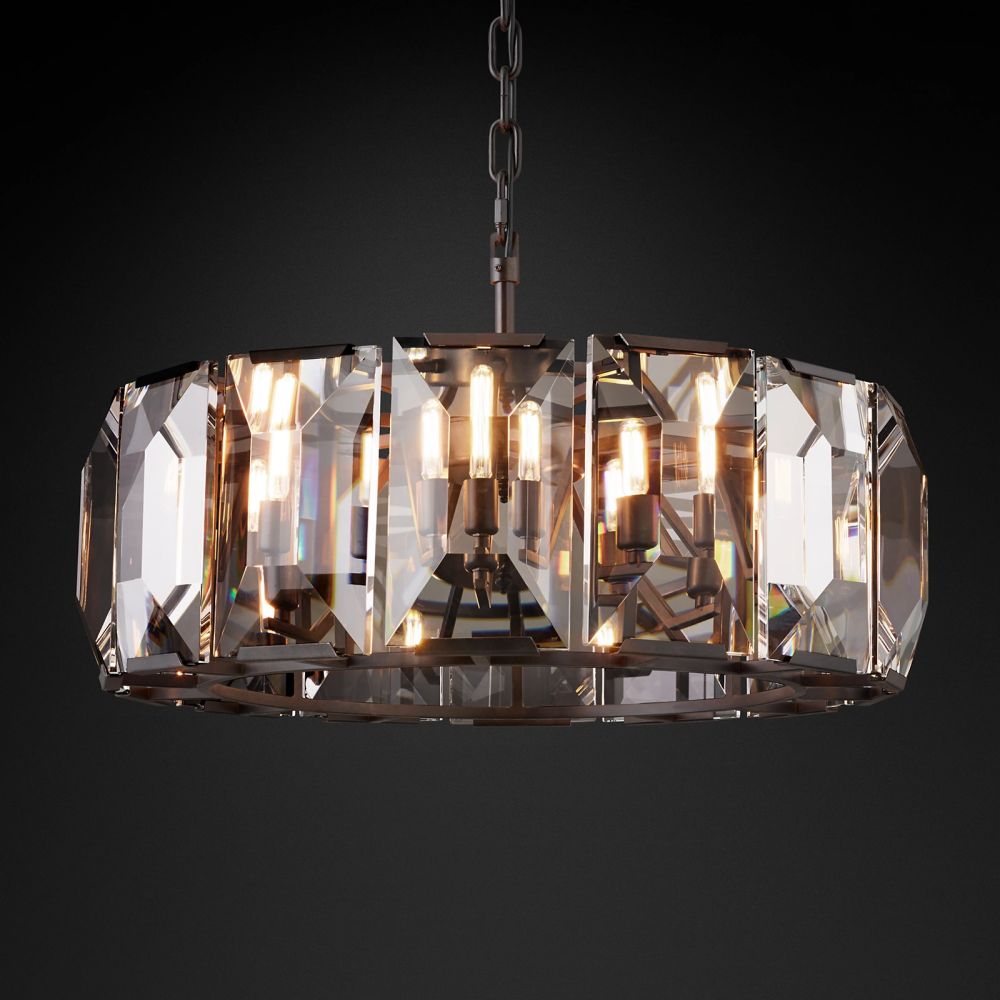 Harlow Faceted Crystal Round Chandelier 31"
