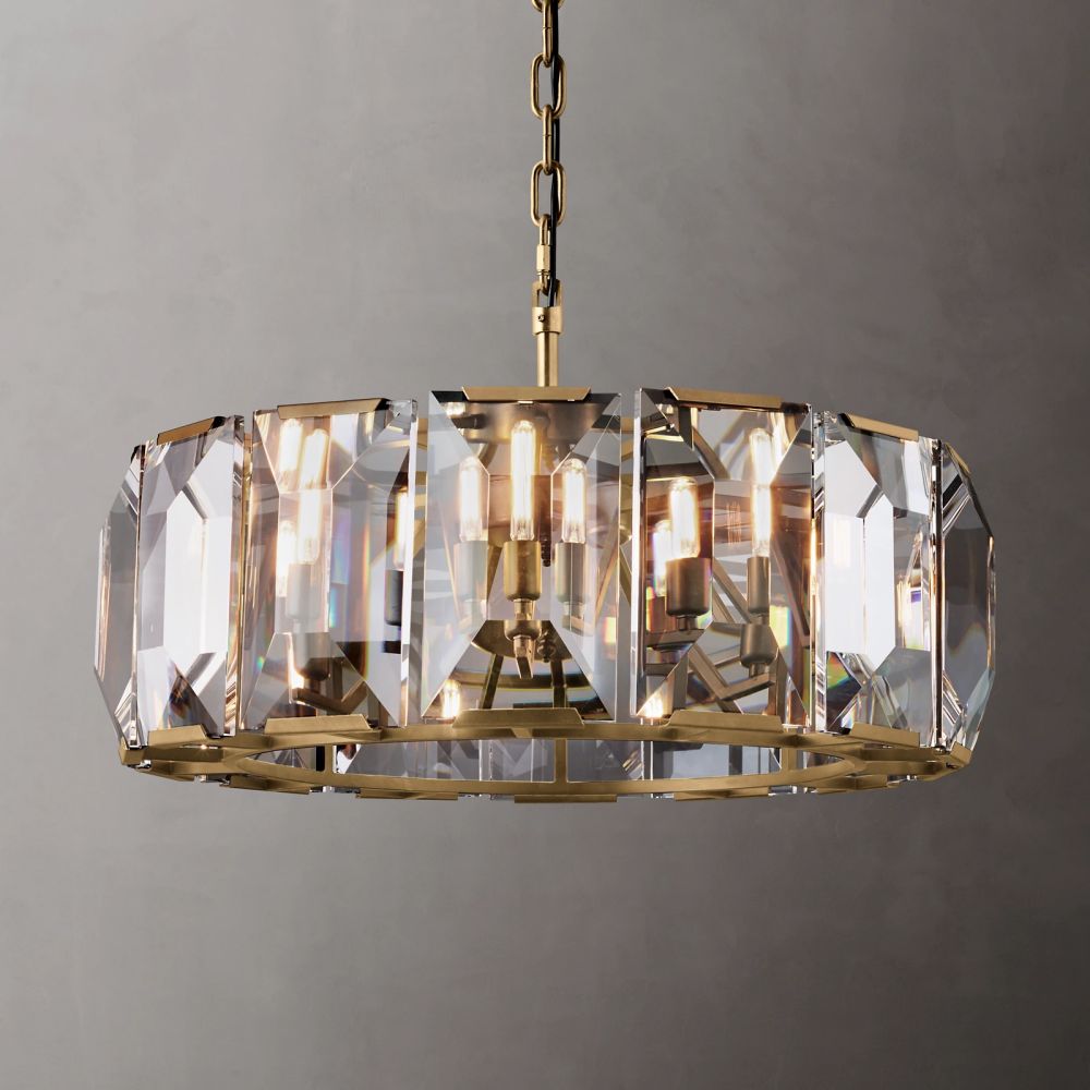 Harlow Faceted Crystal Round Chandelier 31"