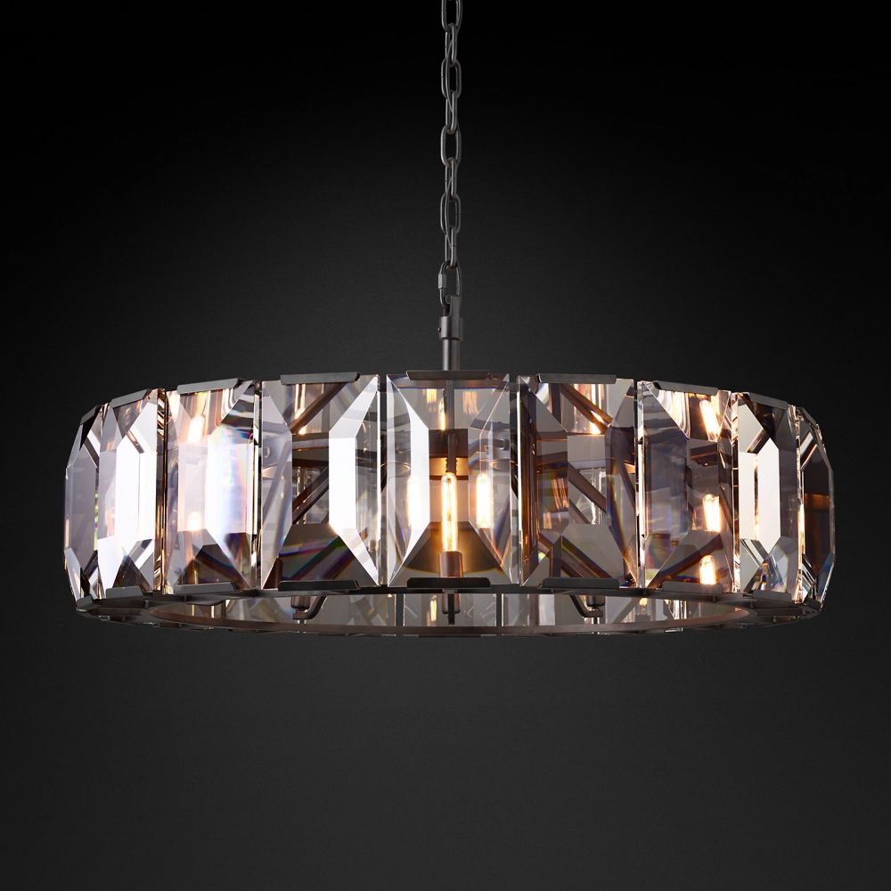 Harlow Faceted Crystal Round Chandelier 43"