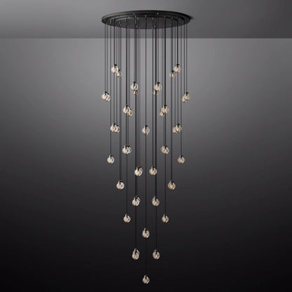 Pearl Carved Inciso Round Chandelier 60"