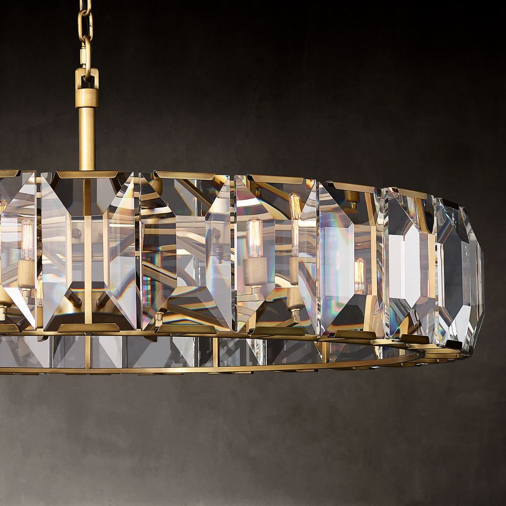 Harlow Faceted Crystal Round Ch"andelier 60"