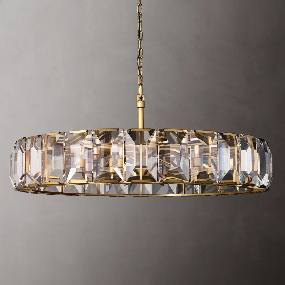 Harlow Faceted Crystal Round Ch"andelier 60"