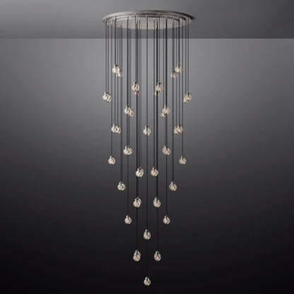 Pearl Carved Inciso Round Chandelier 60"