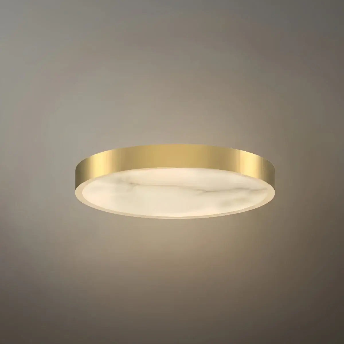 Excelis Modern Alabaster Disc Ceiling Light – Solid Brass Frame Warm Ambient Glow