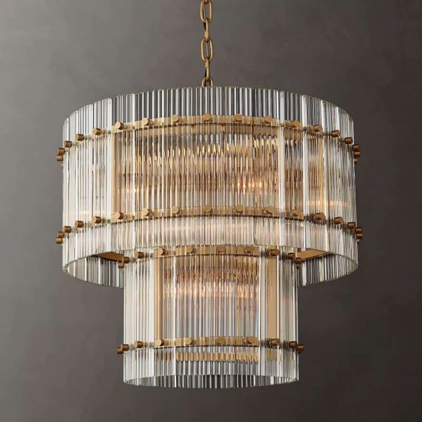 San Marco Vintage Glass Two-Tier Round Chandelier 22"
