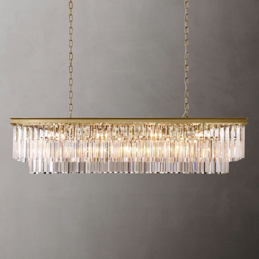 Odeon Deco Prism Rectangular Tiered Chandelier 59"