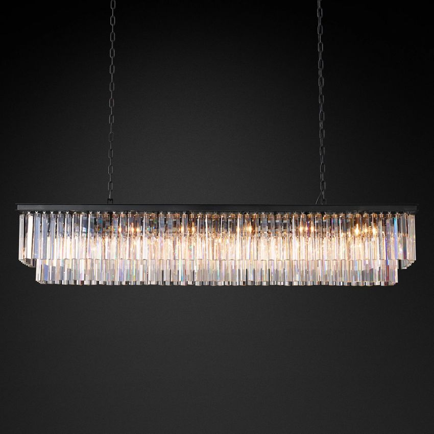 Odeon Deco Prism Rectangular Tiered Chandelier 72"