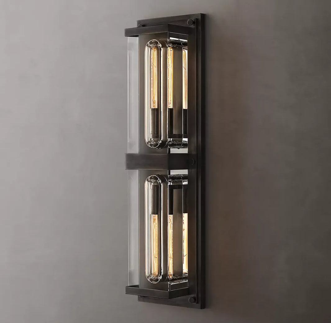 Savile Crystal Block Double Square Wall Sconce