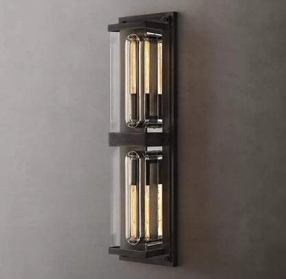 Savile Crystal Block Double Square Wall Sconce