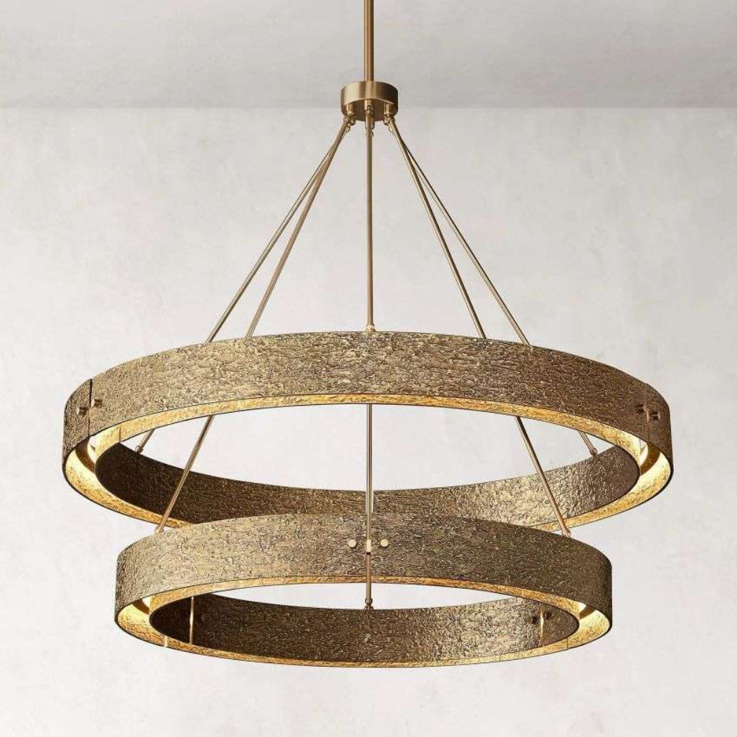 Vouvray Etched Metal Two-Tier Round Chandelier 60"