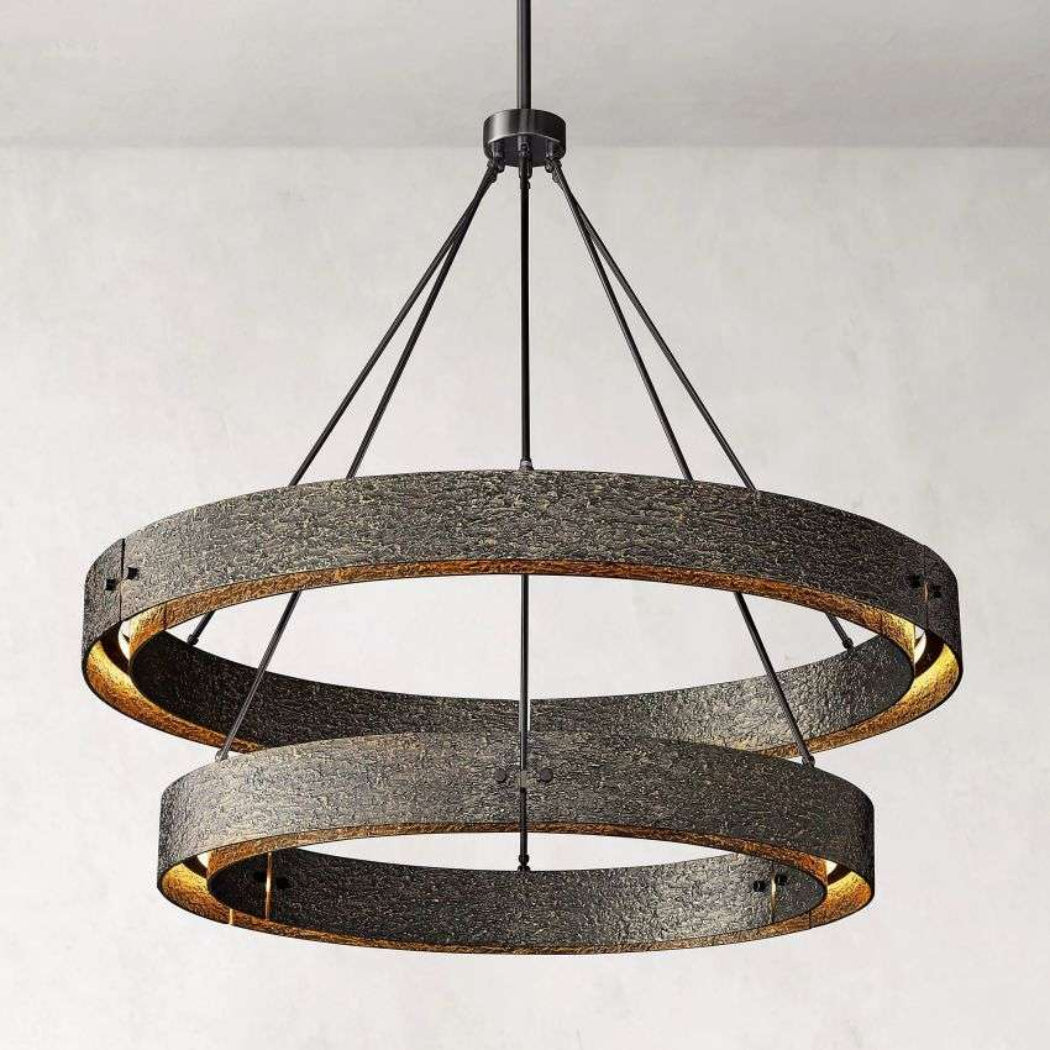 Vouvray Etched Metal Two-Tier Round Chandelier 72"