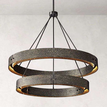 Vouvray Etched Metal Two-Tier Round Chandelier 72"