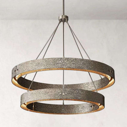 Vouvray Etched Metal Two-Tier Round Chandelier 48"