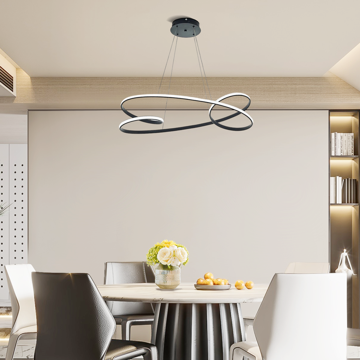 Modern LED Ring Pendant Light — Metal & Acrylic Minimalist