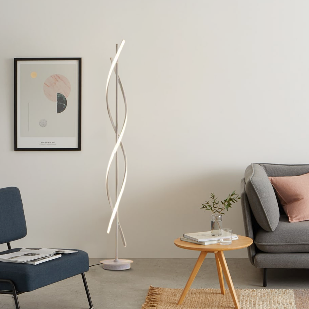 Arcato Modern Black & White Floor Lamp