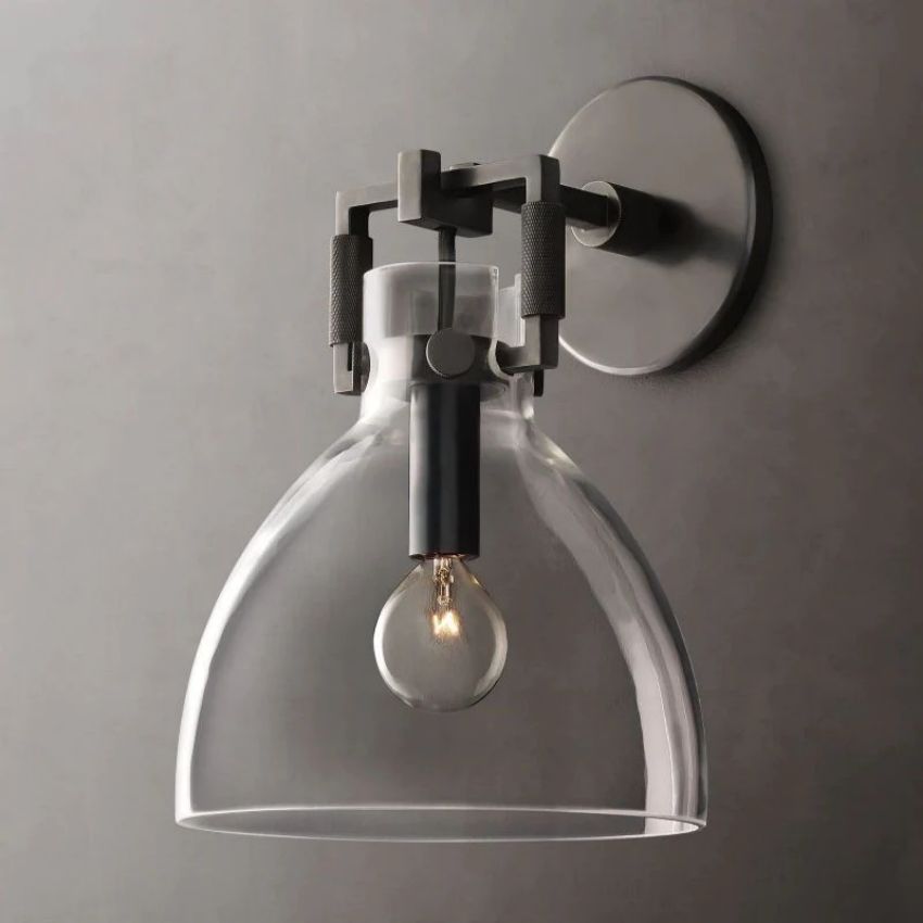 Machinist Glass Cloche Wall Sconce