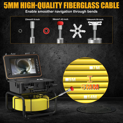 DrainPangolin DP09D1 | Professional 9" HD Sewer Camera - The Ultimate Starter Kit for Pipe Inspection Businesses