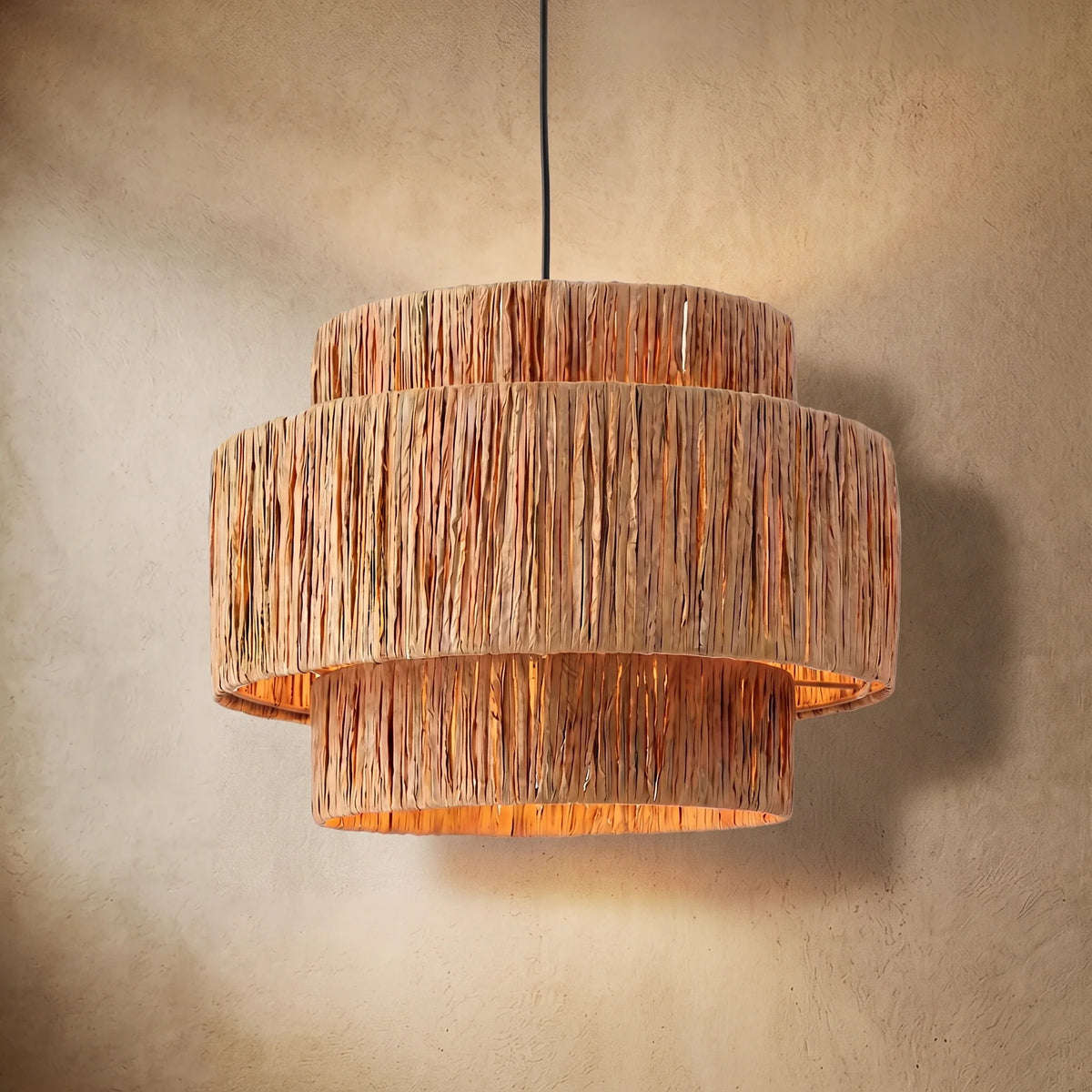 drainpangolin Zenno Rustic Pendant Light & Ceiling Light- Metal & Paper Streamer Shade for Dining Room