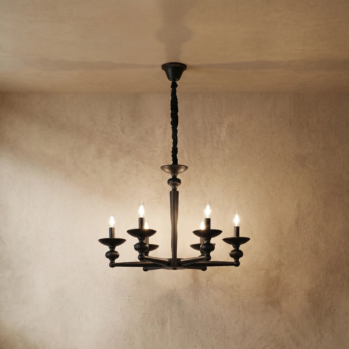 drainpangolin Irondale Vintage Black Chandelier - Convertible Wall Pendant Light with Glass Dining Room