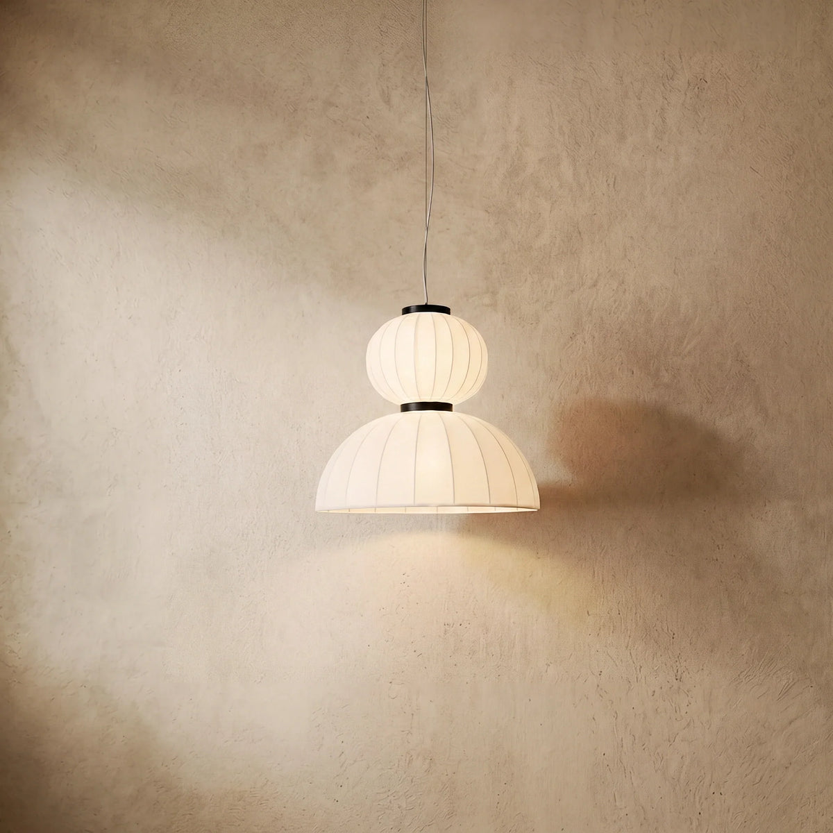 drainpangolin Zenno Modern Pendant Light — White Artificial Silk & Metal with 3-Color LED Dining Room