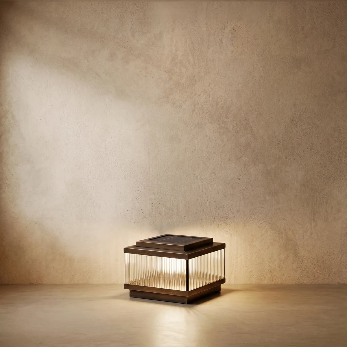 drainpangolin Arcato Modern Solar Garden Lamp - Weather-Resistant Brown Metal Rectangular Garden