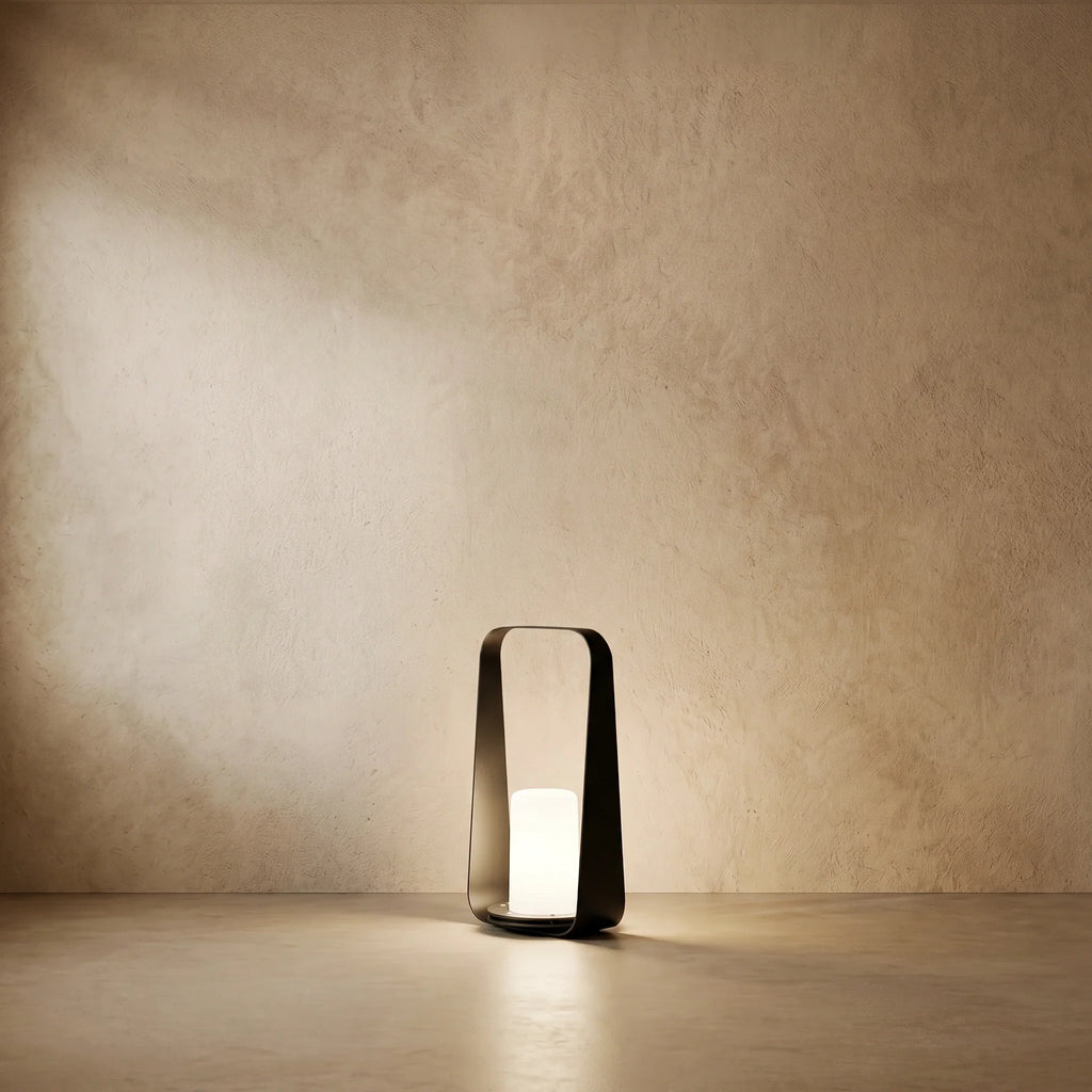 drainpangolin Lunara Modern Portable Floor Lamp - Rechargeable Outdoor Light in Coffee and Grey