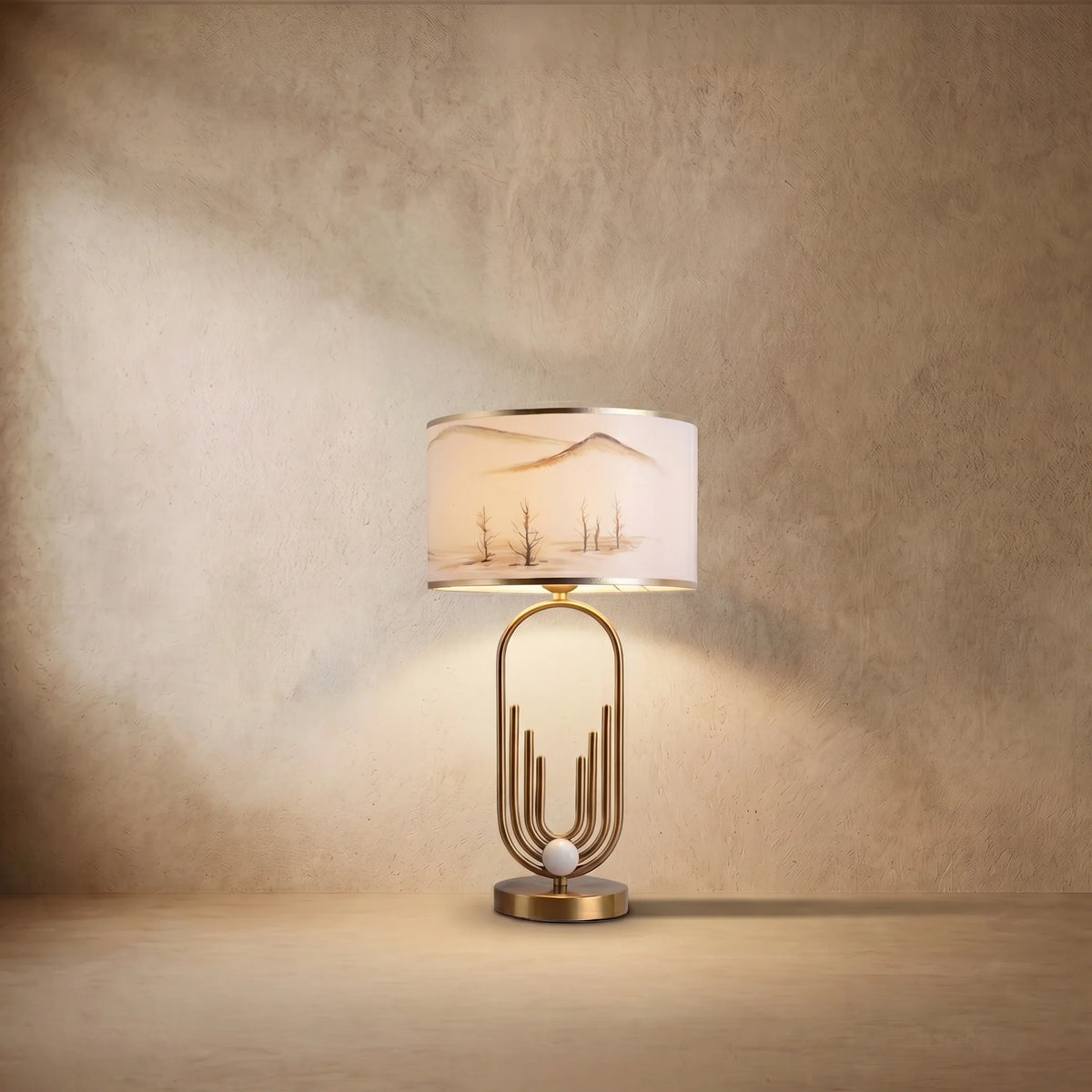 drainpangolin Vivara Modern Gold Floor and Table Lamp - Metal Frame with Fabric Living Room/Bedroom